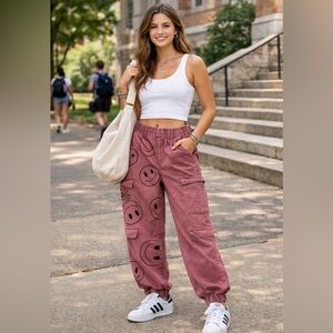 VIP Smiley Face Pink Cargo Pants